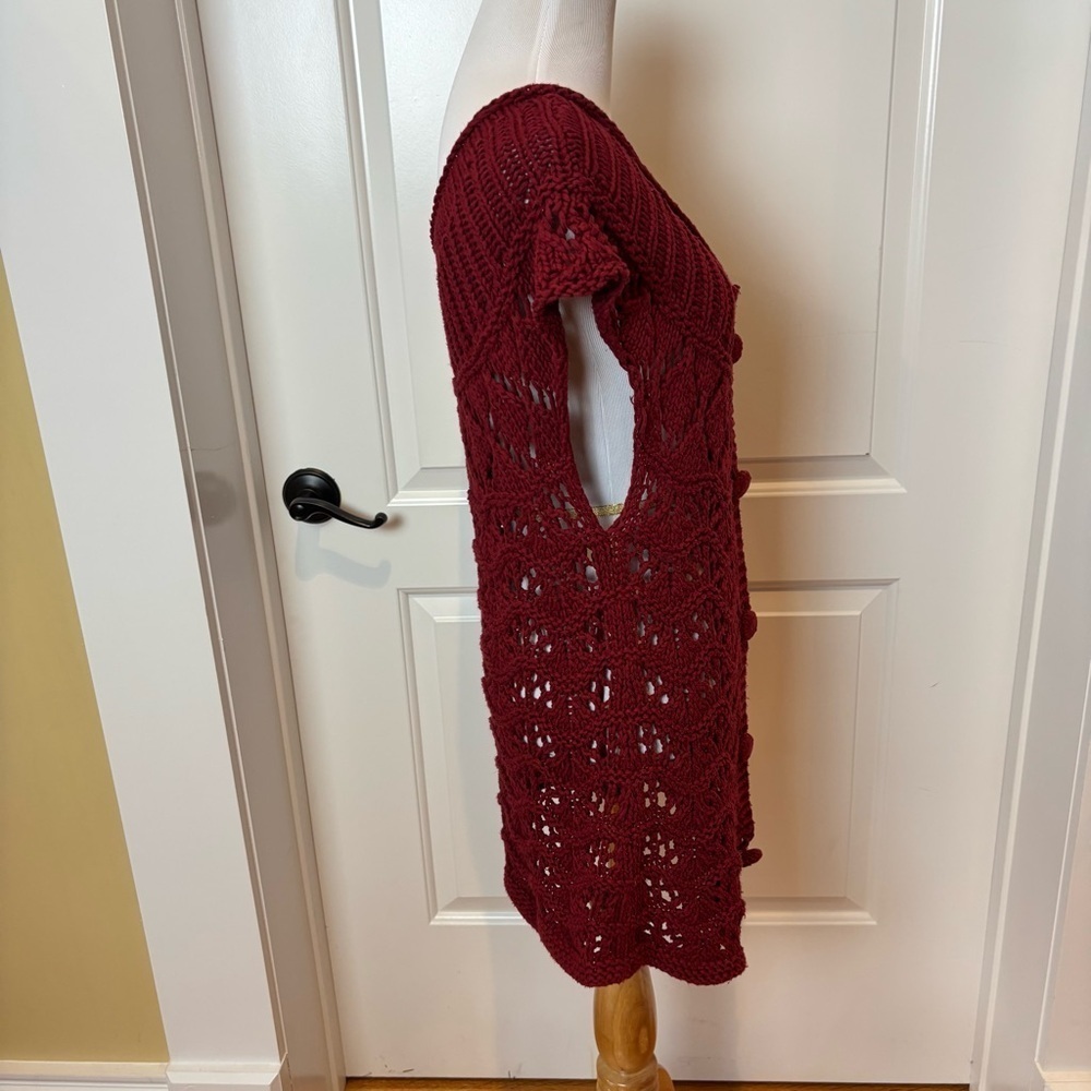 Coldwater Creek Maroon Open Knit Button Front Vest Sz S (6–8) - Picture 6 of 7